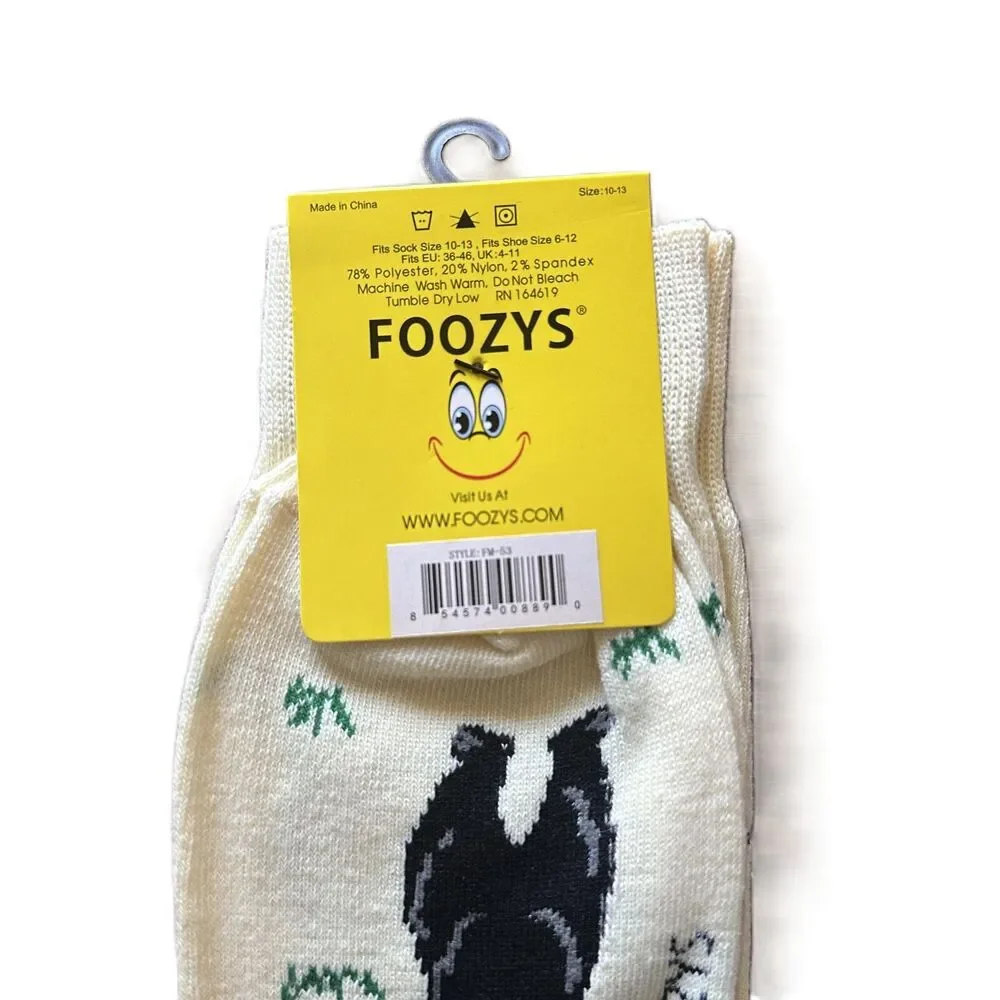 NWT Foozys Cream Great Smoky Mountains Bear Trees Crew Socks Men One Size